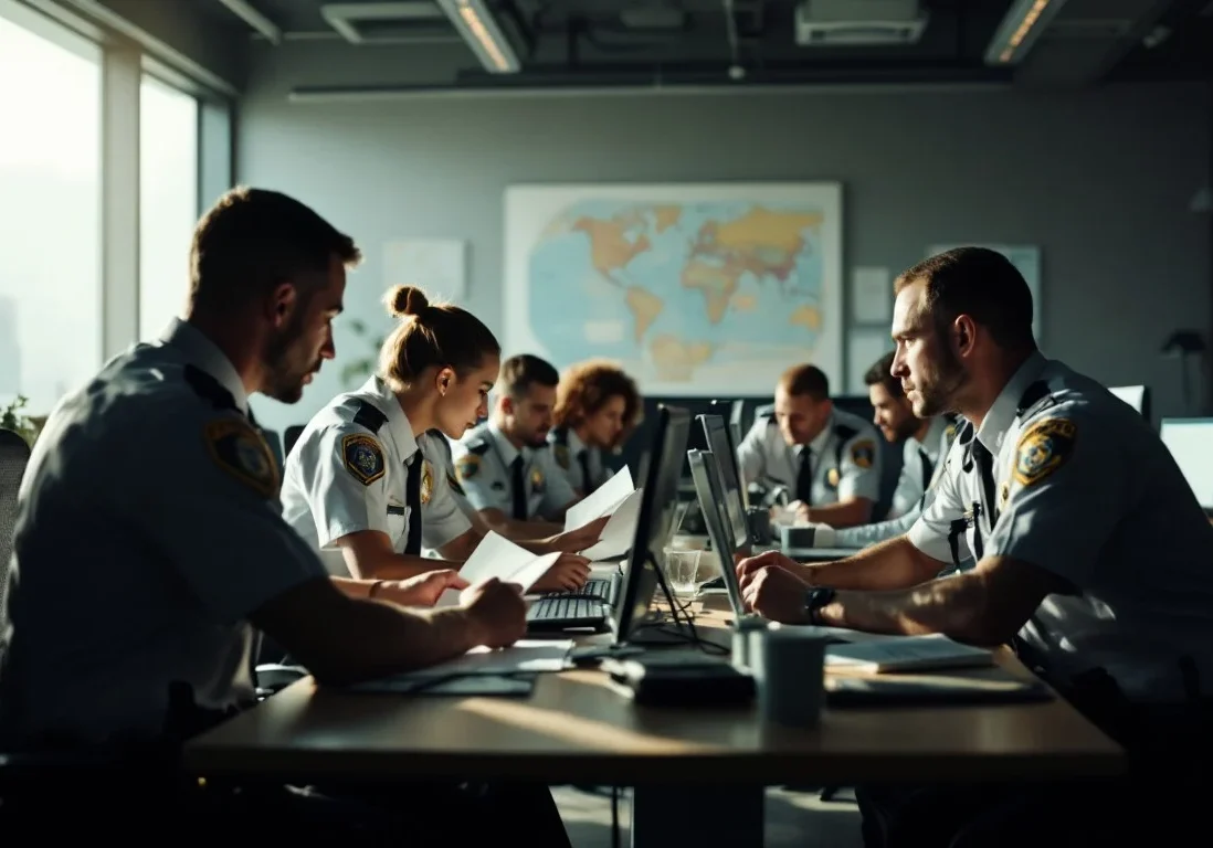 officers-review-intelligence-stockcake